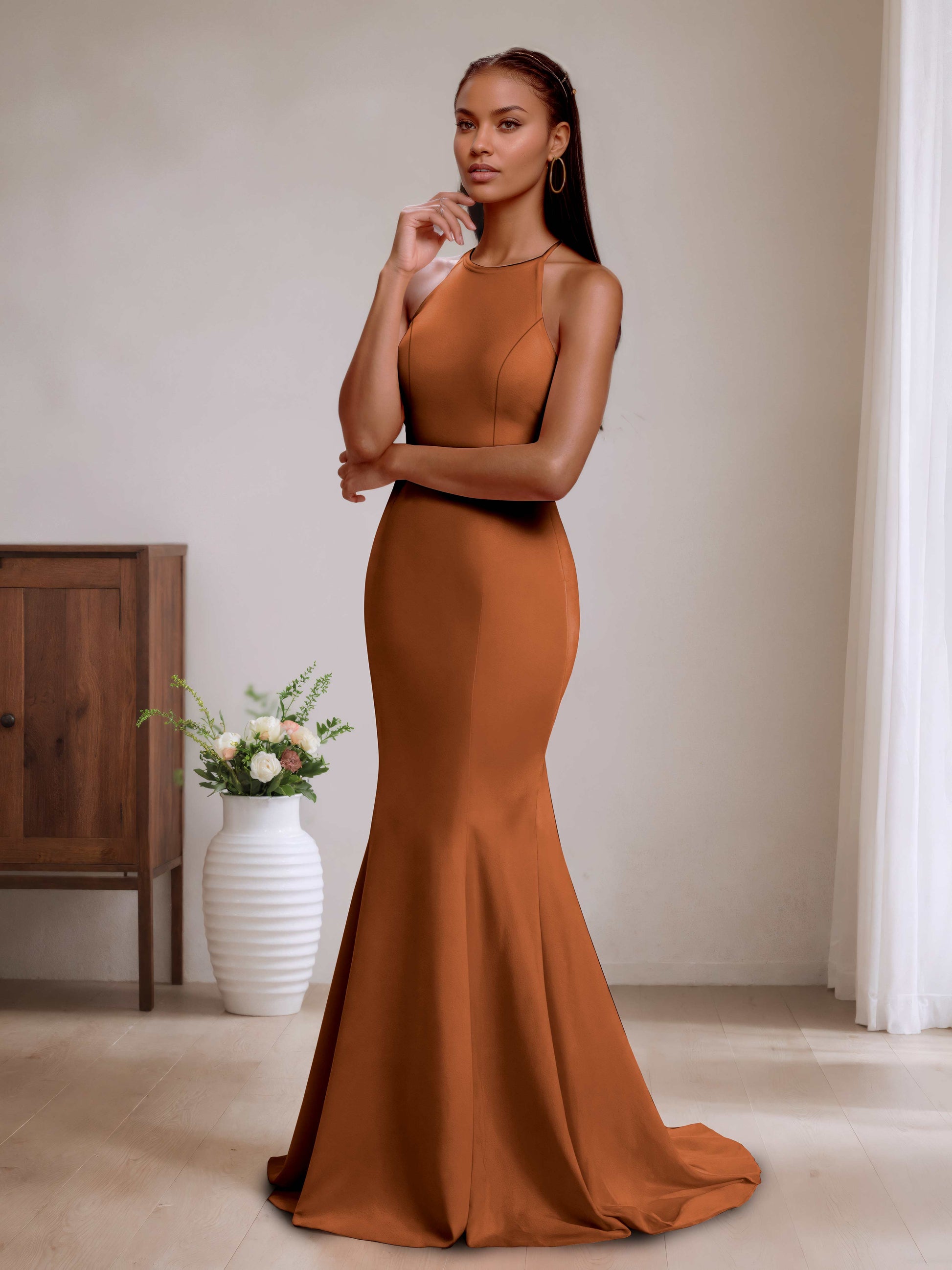Valentin Modest Halter Neck Bridesmaid Dresses with Bow Knot Cathnina Valentin Modest Halter Neck Bridesmaid Dresses with Bow Knot Cathnina