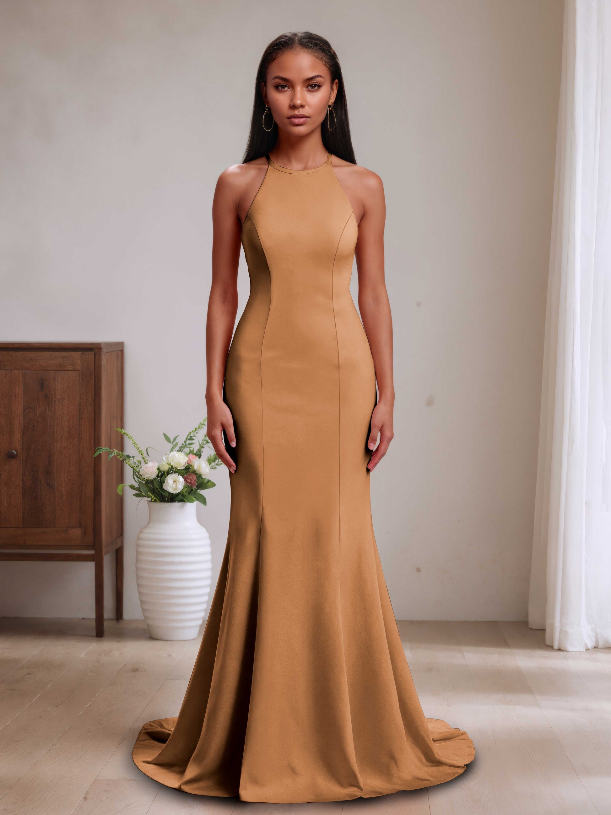 Valentin Modest Halter Neck Bridesmaid Dresses with Bow Knot Cathnina Valentin Modest Halter Neck Bridesmaid Dresses with Bow Knot Cathnina