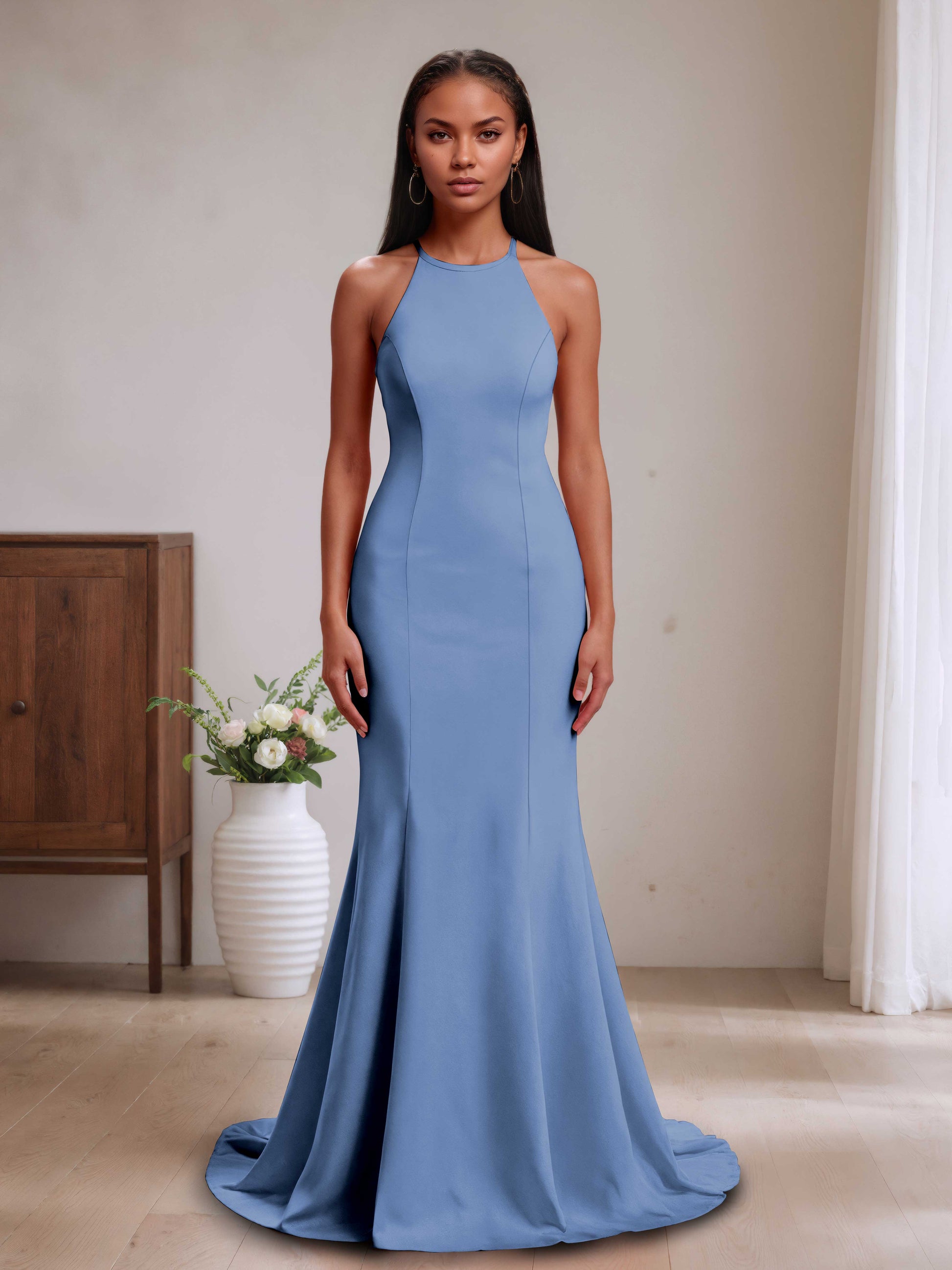 Valentin Modest Halter Neck Bridesmaid Dresses with Bow Knot Cathnina Valentin Modest Halter Neck Bridesmaid Dresses with Bow Knot Cathnina