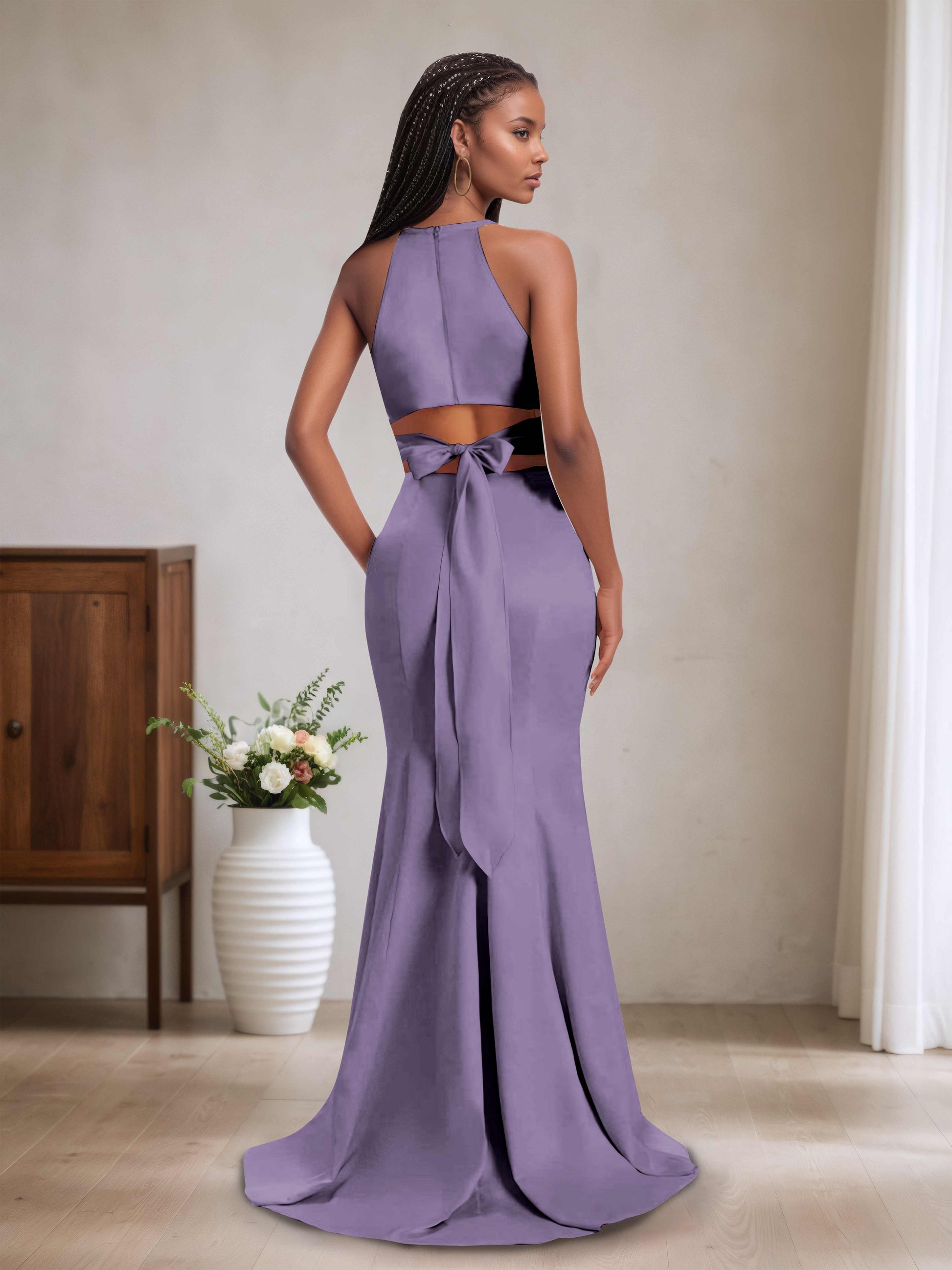 Valentin Modest Halter Neck Bridesmaid Dresses with Bow Knot Cathnina Valentin Modest Halter Neck Bridesmaid Dresses with Bow Knot Cathnina