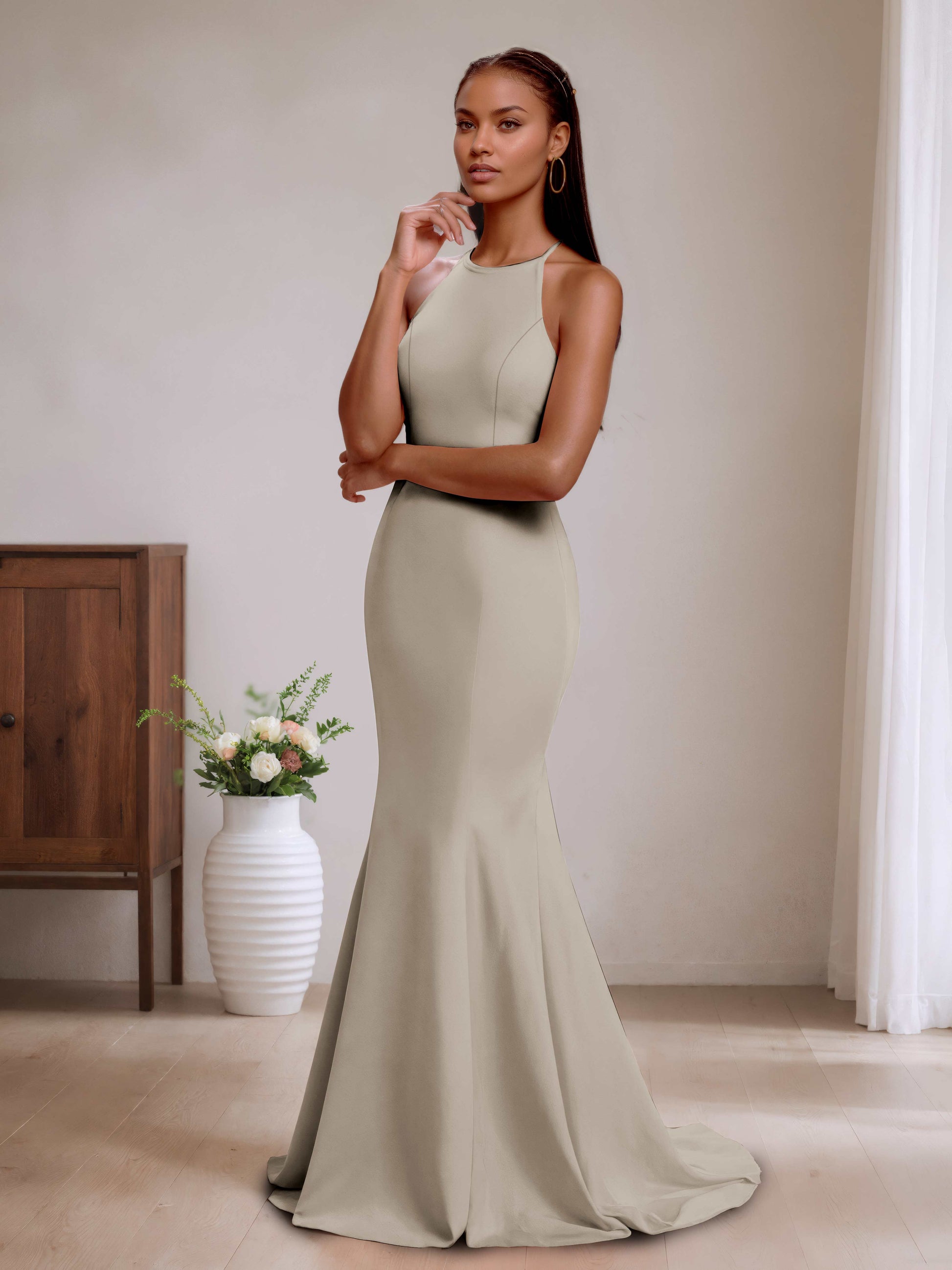 Valentin Modest Halter Neck Bridesmaid Dresses with Bow Knot Cathnina Valentin Modest Halter Neck Bridesmaid Dresses with Bow Knot Cathnina