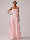 Aella A-Line Spaghetti Strap Sleeveless Floor-Length Floral Lace Long Bridesmaid Dresses