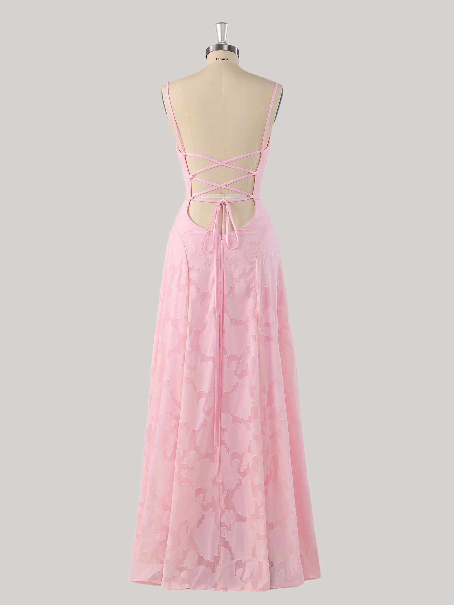 Vella A-Line Spaghetti Strap Sleeveless Floor-Length Floral Lace Long Bridesmaid Dresses