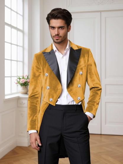 Velvet Double Breasted Peak Lapel Men's 2 Pieces Tuxedo Suit For Wedding Dinner