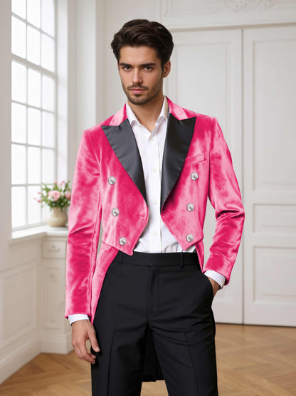 Velvet Double Breasted Peak Lapel Men's 2 Pieces Tuxedo Suit For Wedding Dinner