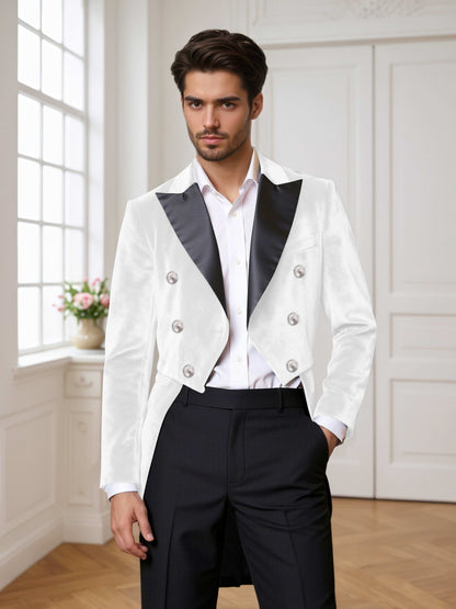 Velvet Double Breasted Peak Lapel Men's 2 Pieces Tuxedo Suit For Wedding Dinner