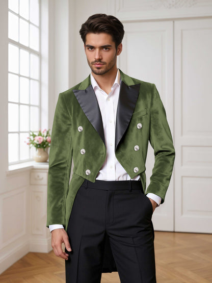 Velvet Double Breasted Peak Lapel Men's 2 Pieces Tuxedo Suit For Wedding Dinner