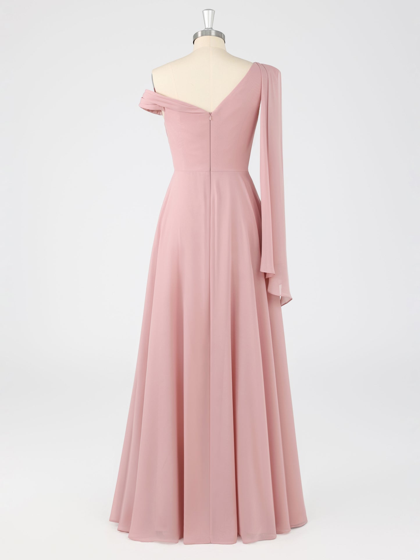 Virella A-Line One Shoulder Pleated Floor Length Bridesmaid Dresses with Slit