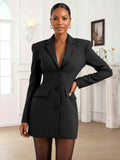 Women's Notch Lapel Single Breasted Three Buttons Slim Fit Suit Jacket