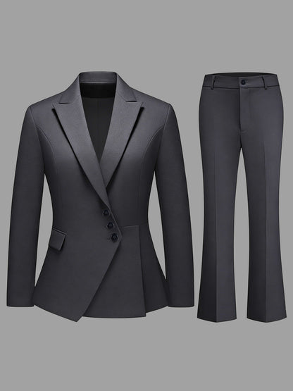 Womens 2 Piece Formal Suit Set Three Button Slim Fit