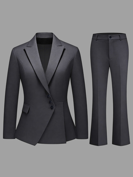Womens 2 Piece Formal Suit Set Three Button Slim Fit