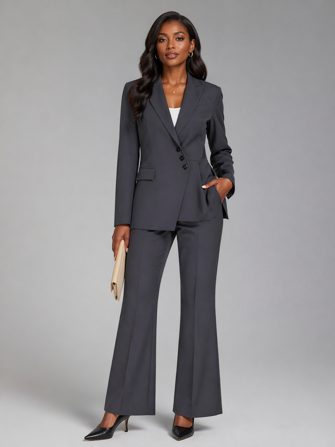 Womens 2 Piece Formal Suit Set Three Button
