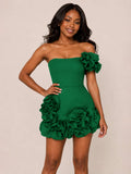 Zinnia Strapless Sheath Mini Homecoming Dress with 3D Floral Details