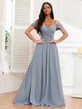 Zivay Affordable Spaghetti Straps Sleeveless Floor-Length Chiffon Bridesmaid Dresses