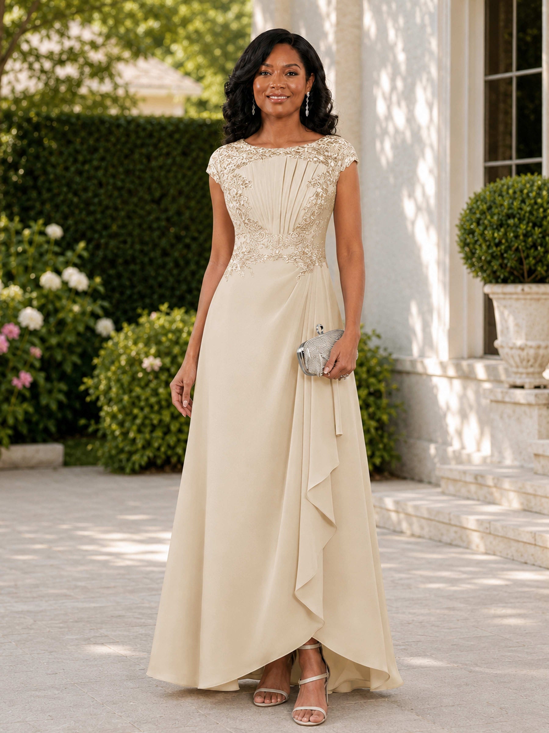Amelisse A-Line Scoop Lace Appliqued Floor Length Mother of the Bride Dresses
