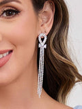 Shiny Long Rhinestone Tassel Earrings