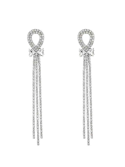 Shiny Long Rhinestone Tassel Earrings