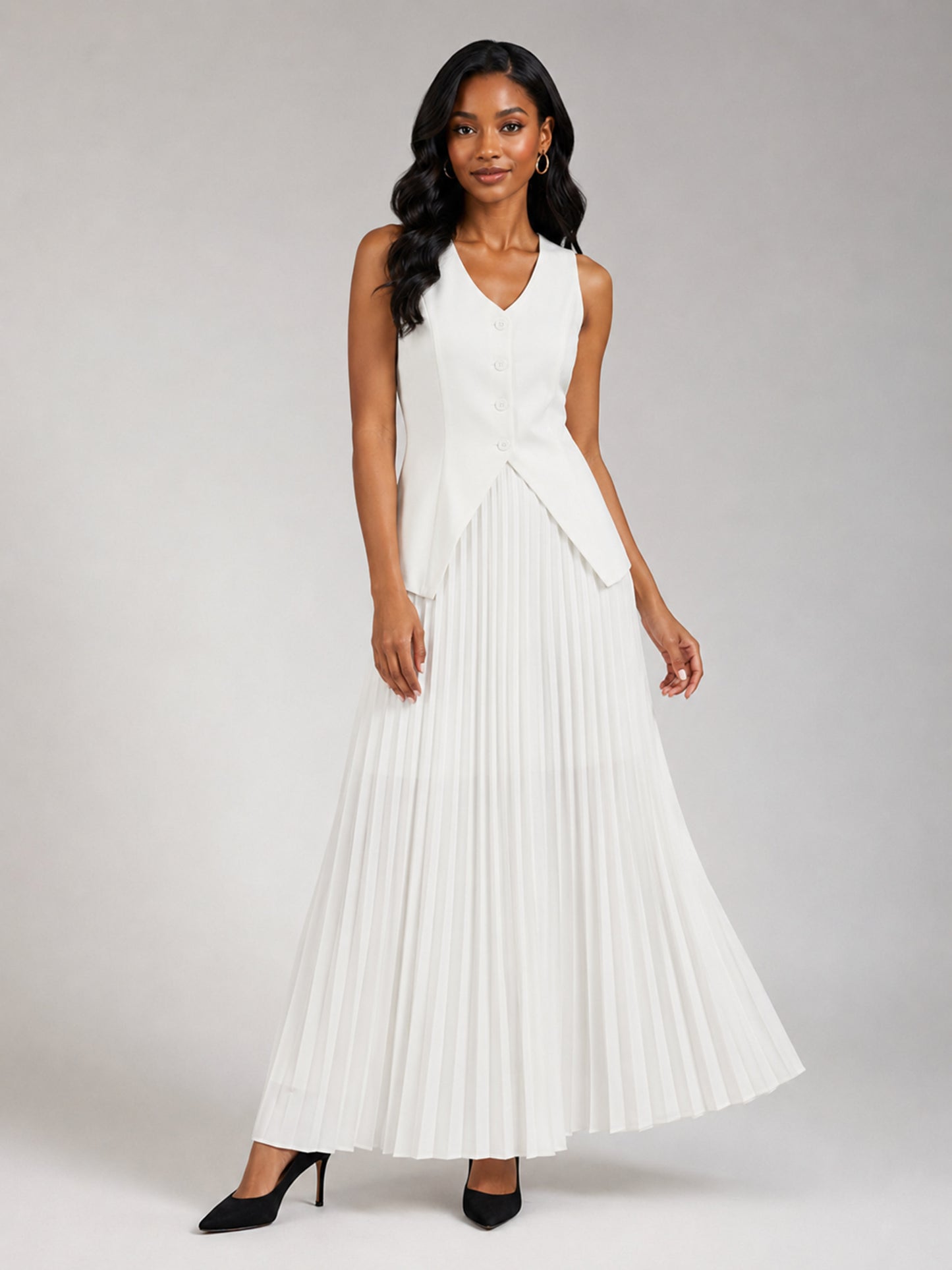 Elegant Women’s Business Vest and Skirt 2 Pieces Set