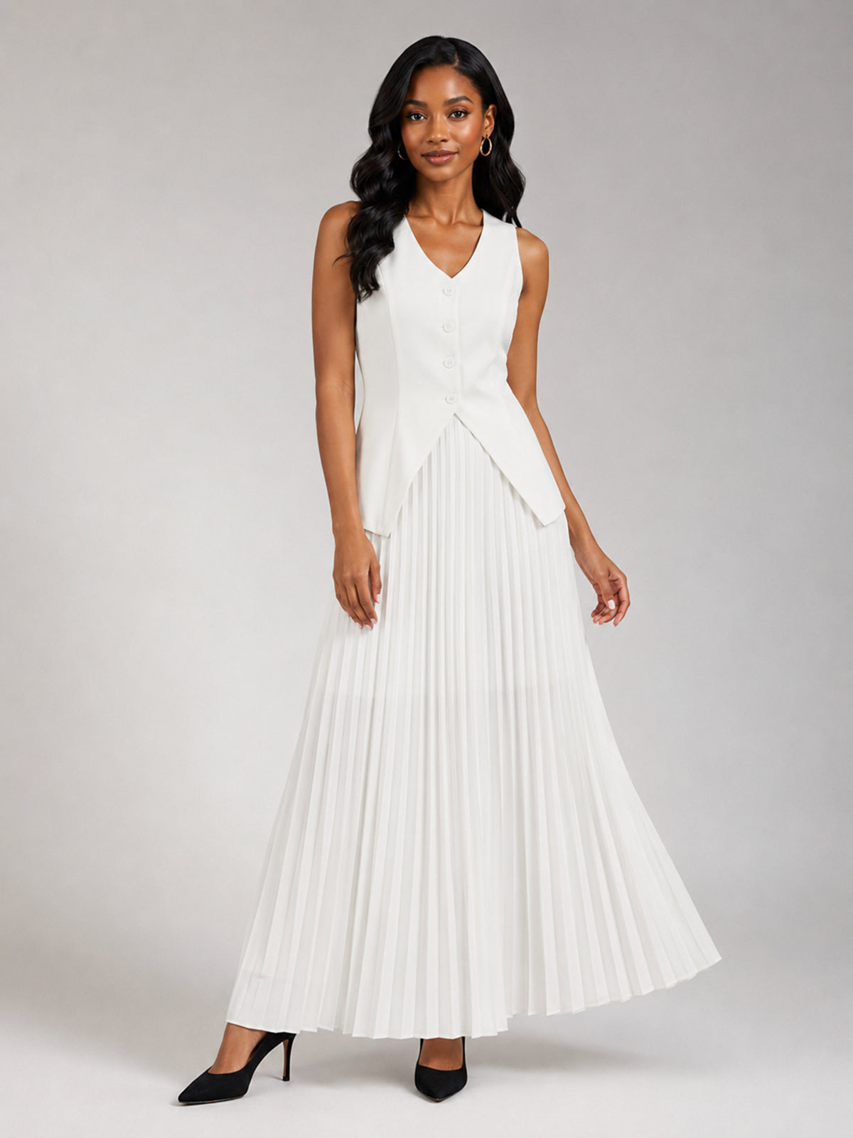 Elegant Women's Business Vest and Skirt 2 Pieces Set