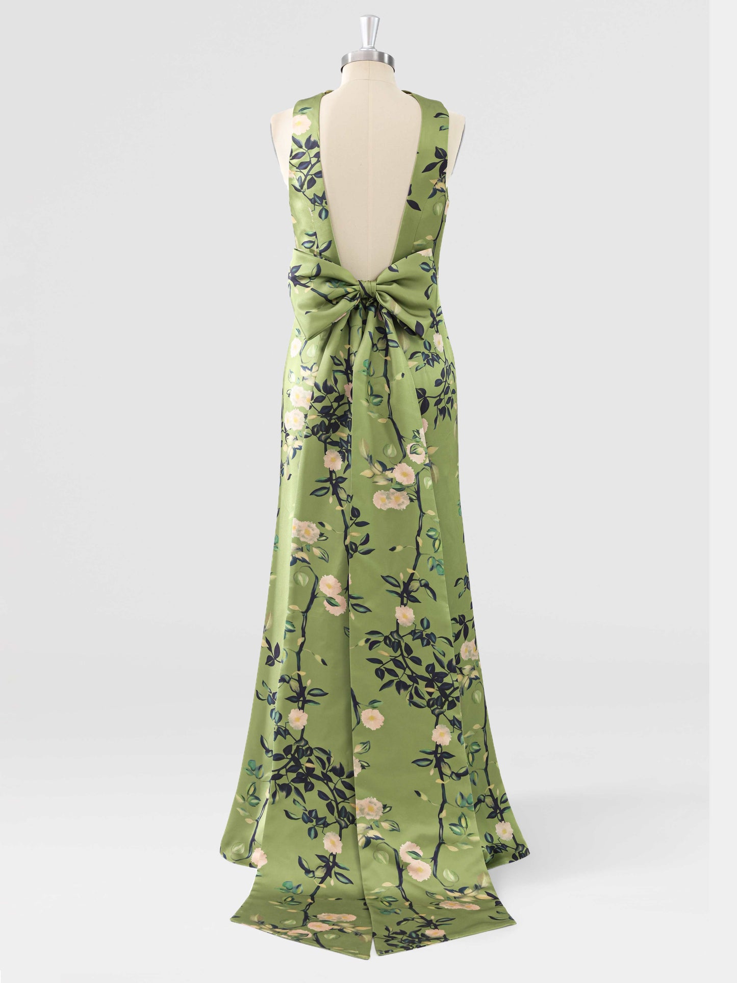 Marvella High Neck Floral Satin Bow Back Mother of the Bride Dress