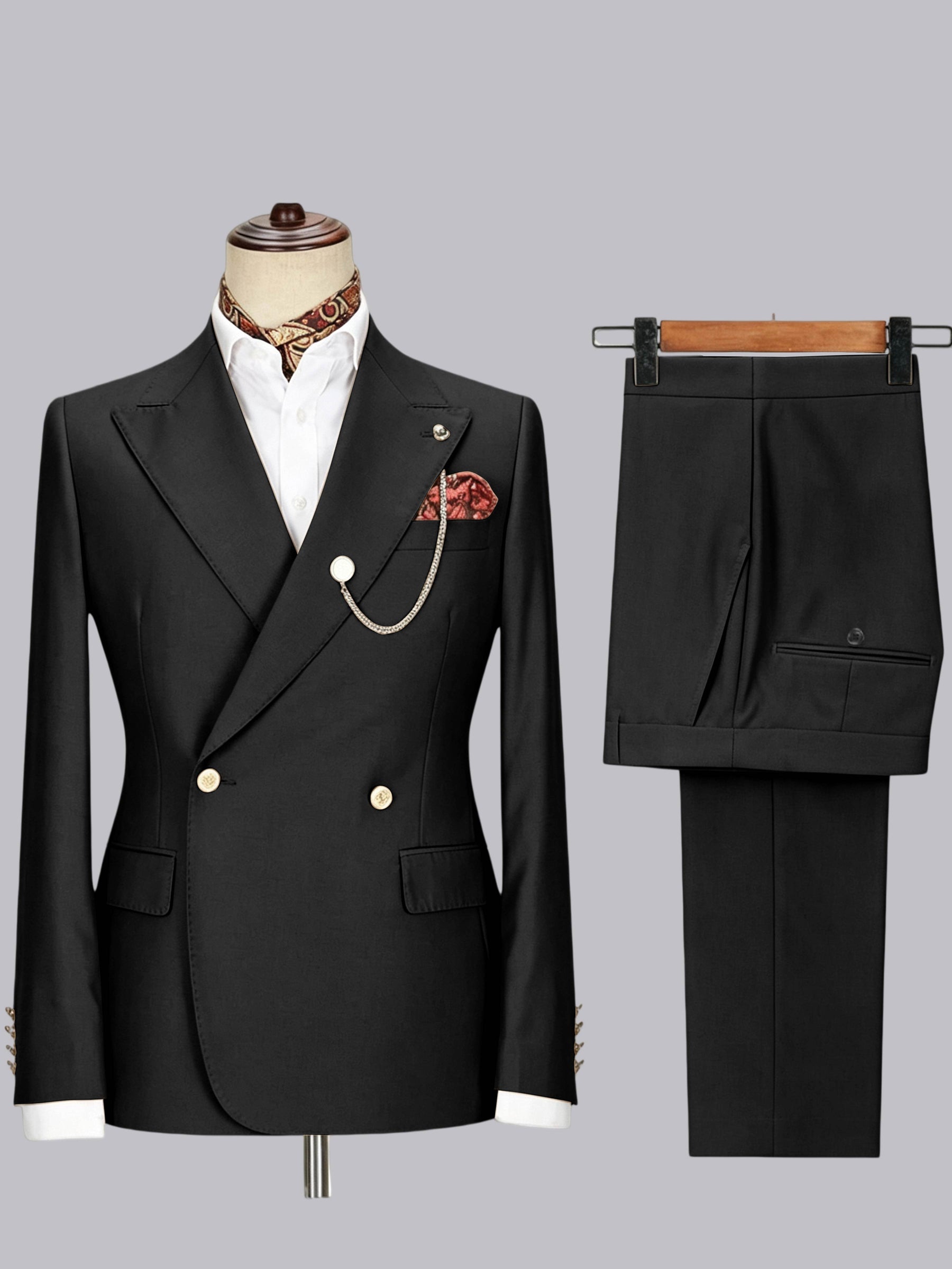 Men's Double-Breasted Peak Lapel 2-Piece Suit for Wedding & Prom