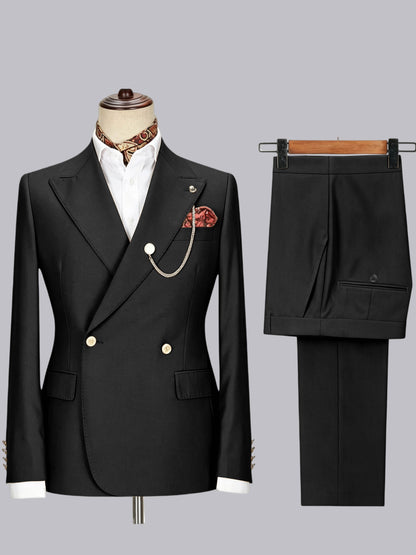 Men's Double-Breasted Peak Lapel 2-Piece Suit for Wedding & Prom