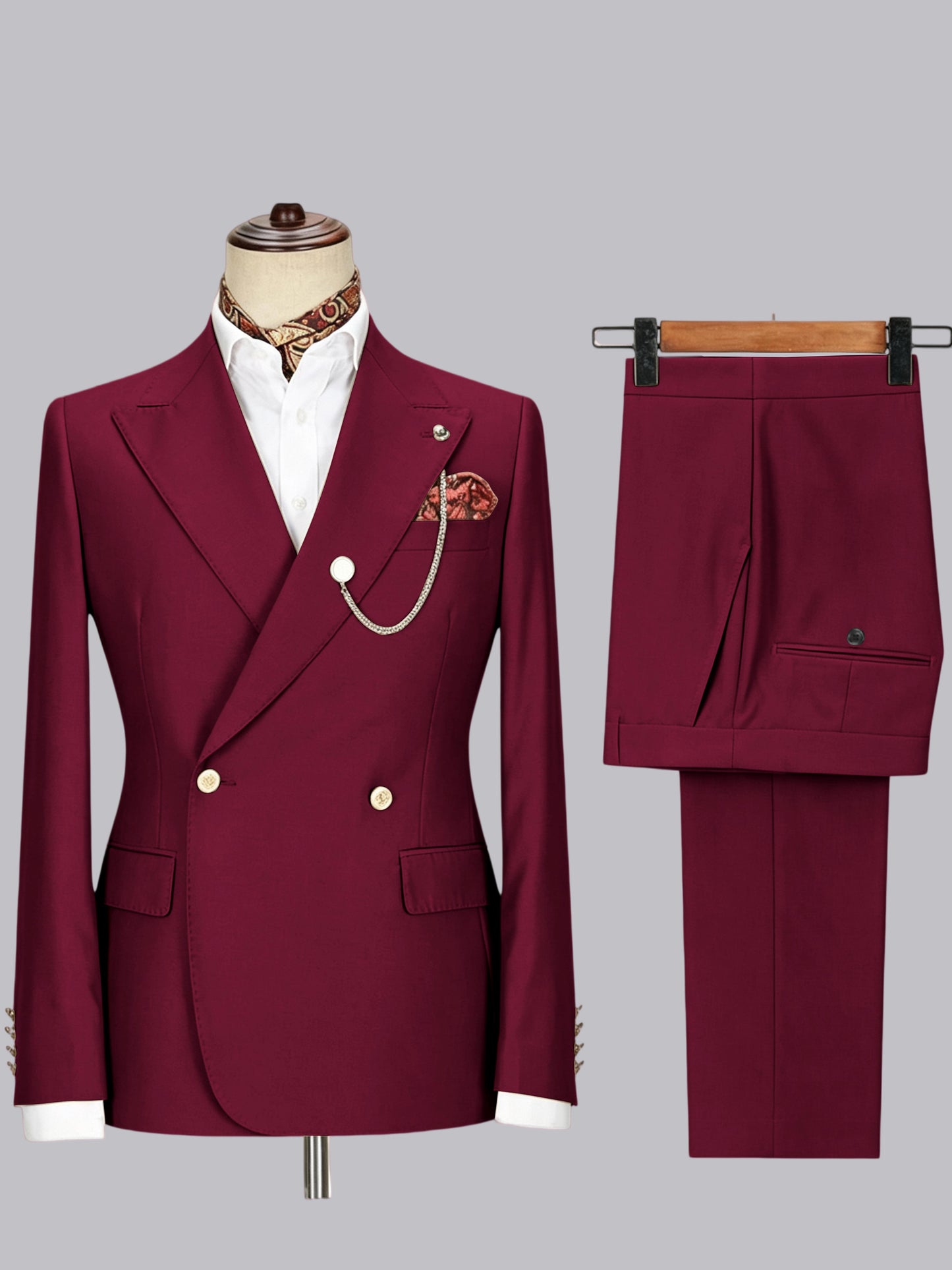 Men's Double-Breasted Peak Lapel 2-Piece Suit for Wedding & Prom