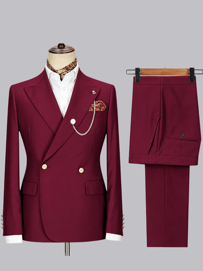 Men's Double-Breasted Peak Lapel 2-Piece Suit for Wedding & Prom