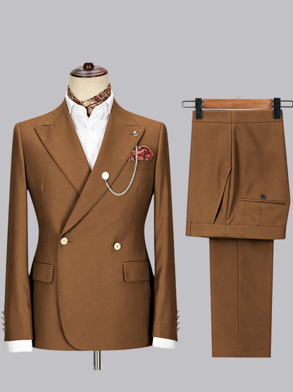 Men's Double-Breasted Peak Lapel 2-Piece Suit for Wedding & Prom