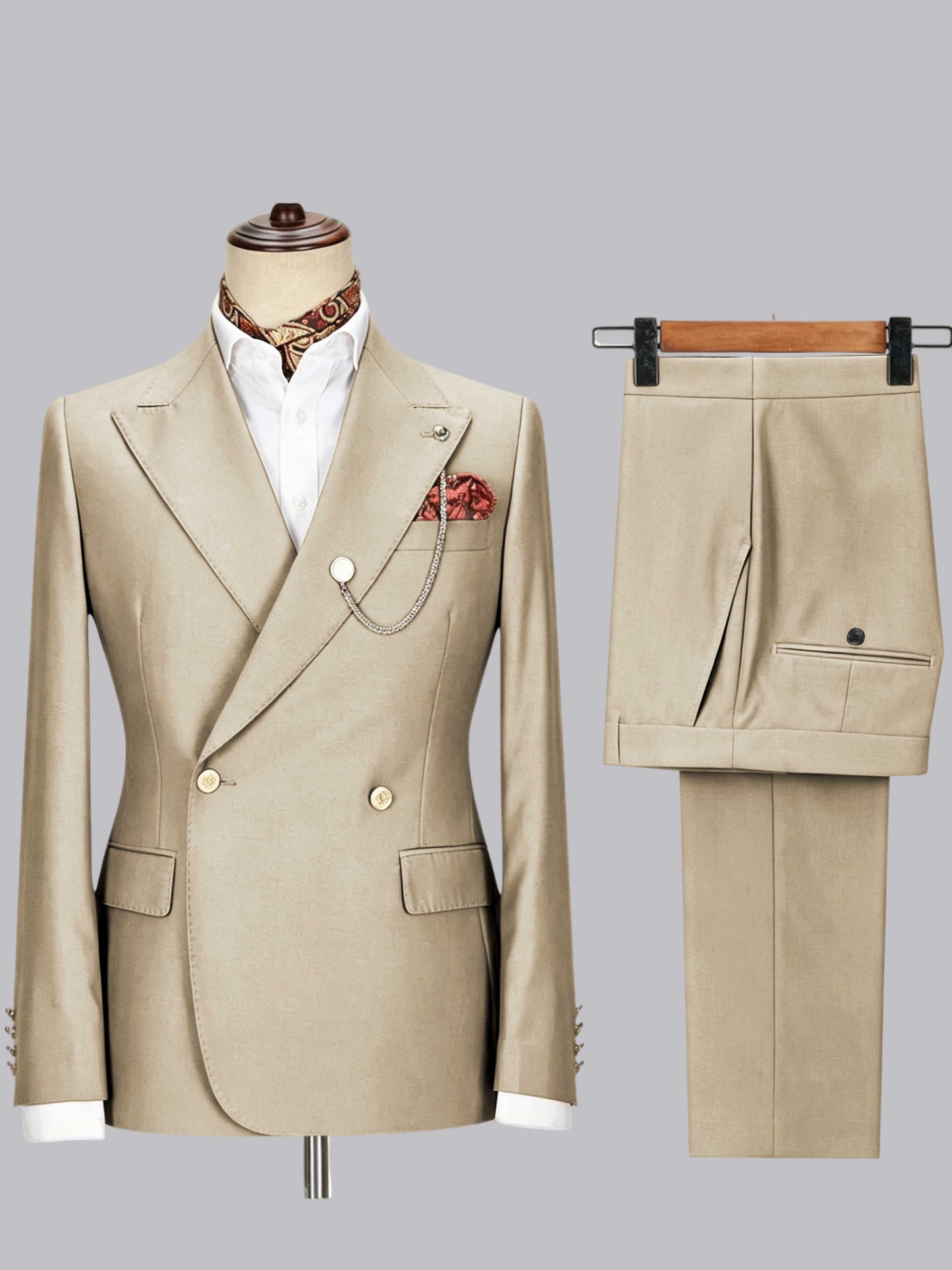 Men's Double-Breasted Peak Lapel 2-Piece Suit for Wedding & Prom