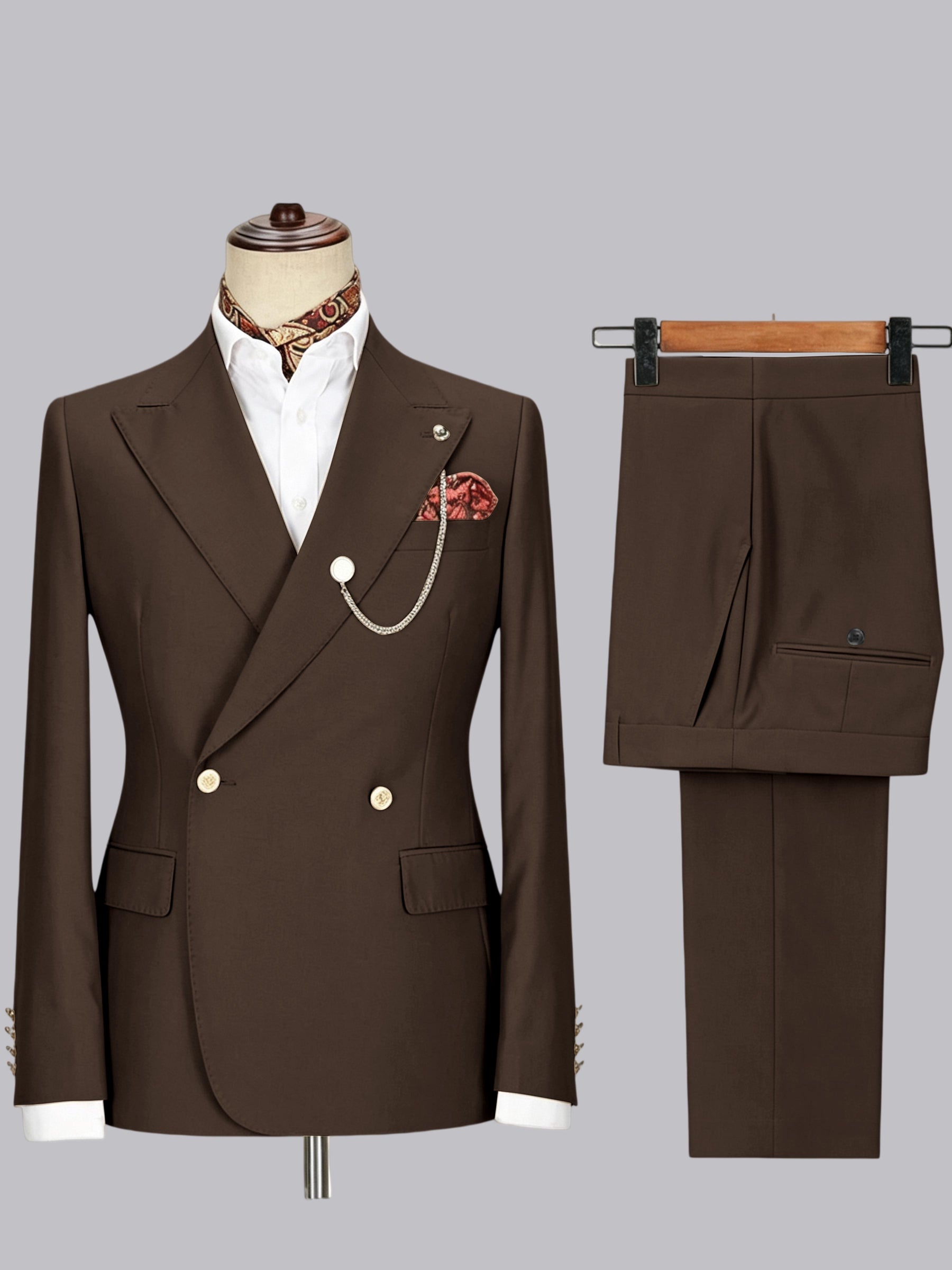 Men's Double-Breasted Peak Lapel 2-Piece Suit for Wedding & Prom