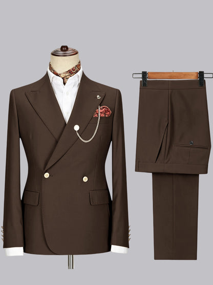 Men's Double-Breasted Peak Lapel 2-Piece Suit for Wedding & Prom
