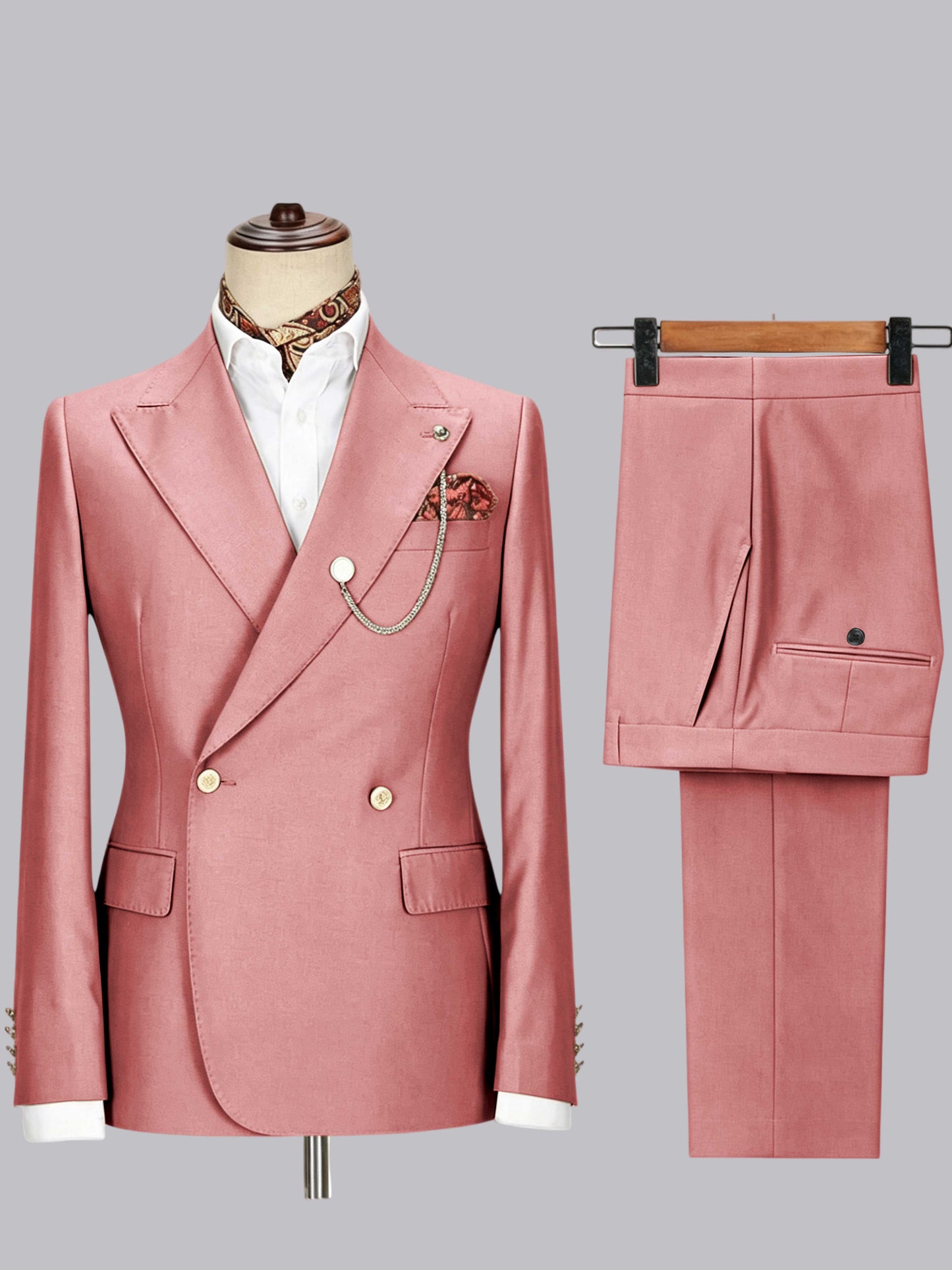 Men's Double-Breasted Peak Lapel 2-Piece Suit for Wedding & Prom