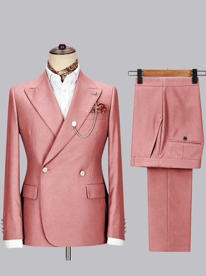 Men's Double-Breasted Peak Lapel 2-Piece Suit for Wedding & Prom