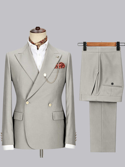 Men's Double-Breasted Peak Lapel 2-Piece Suit for Wedding & Prom