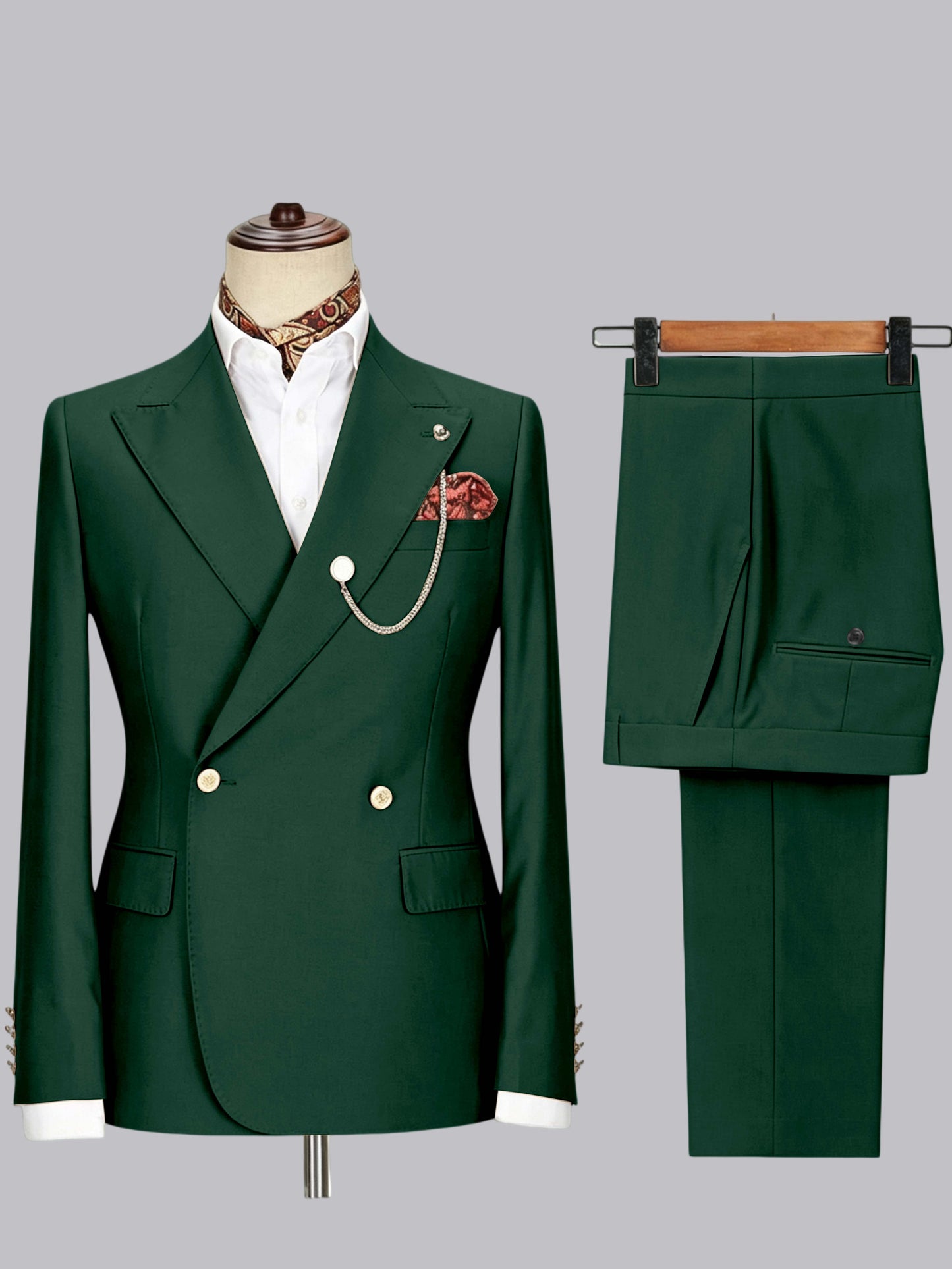 Men's Double-Breasted Peak Lapel 2-Piece Suit for Wedding & Prom