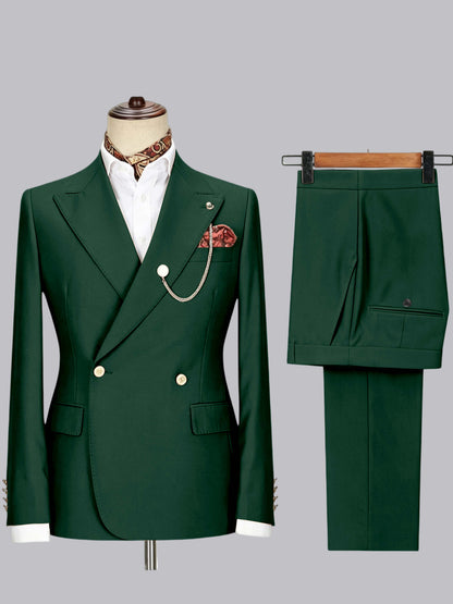 Men's Double-Breasted Peak Lapel 2-Piece Suit for Wedding & Prom