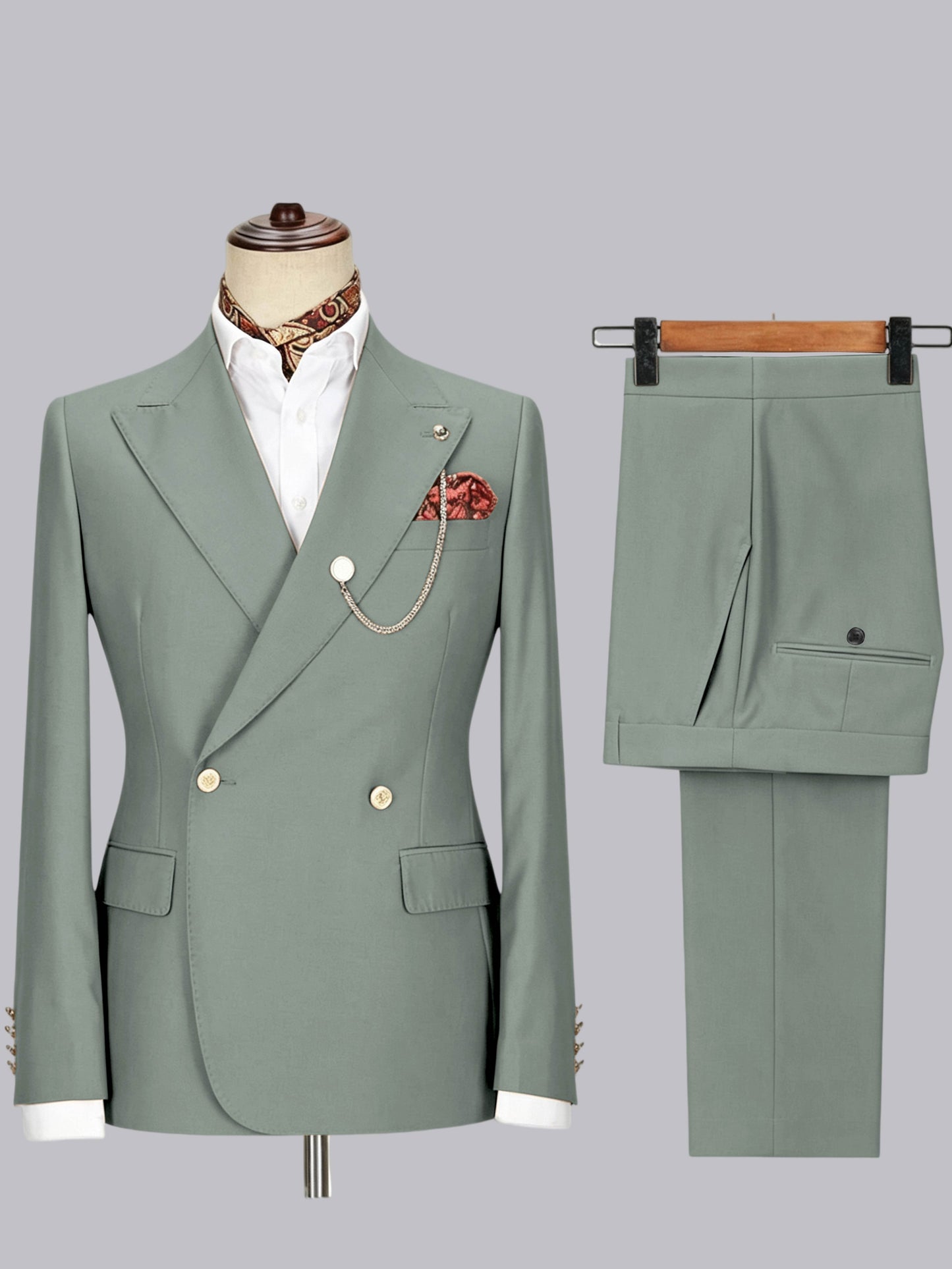 Men's Double-Breasted Peak Lapel 2-Piece Suit for Wedding & Prom