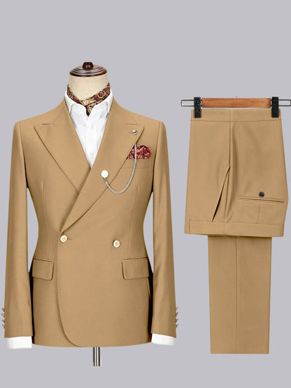 Men's Double-Breasted Peak Lapel 2-Piece Suit for Wedding & Prom