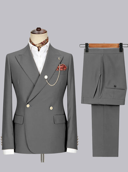Men's Double-Breasted Peak Lapel 2-Piece Suit for Wedding & Prom