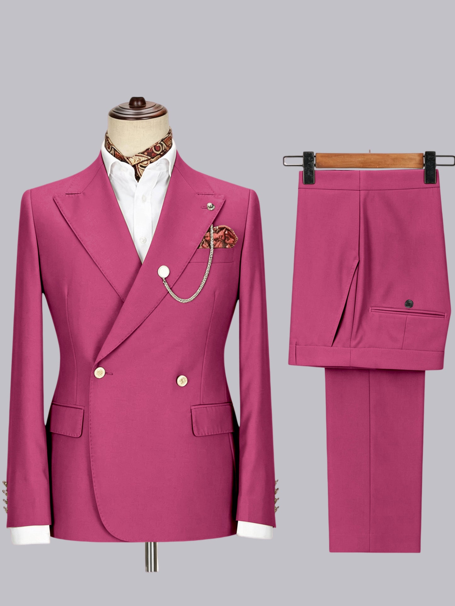 Men's Double-Breasted Peak Lapel 2-Piece Suit for Wedding & Prom