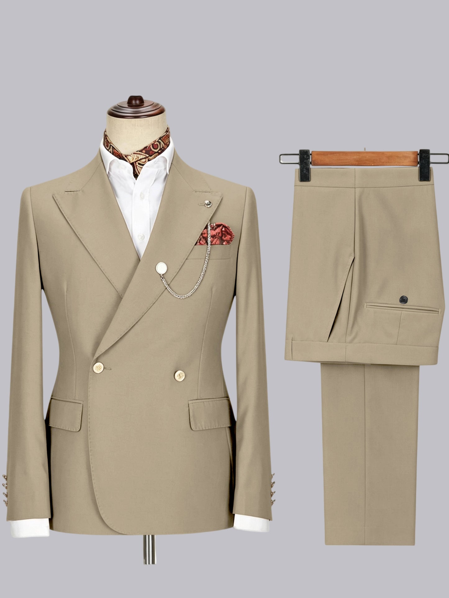 Men's Double-Breasted Peak Lapel 2-Piece Suit for Wedding & Prom