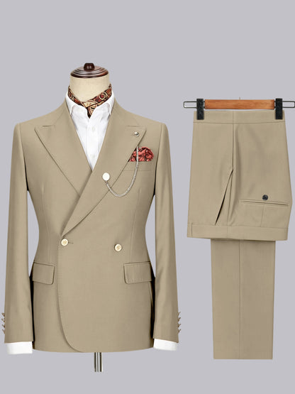 Men's Double-Breasted Peak Lapel 2-Piece Suit for Wedding & Prom