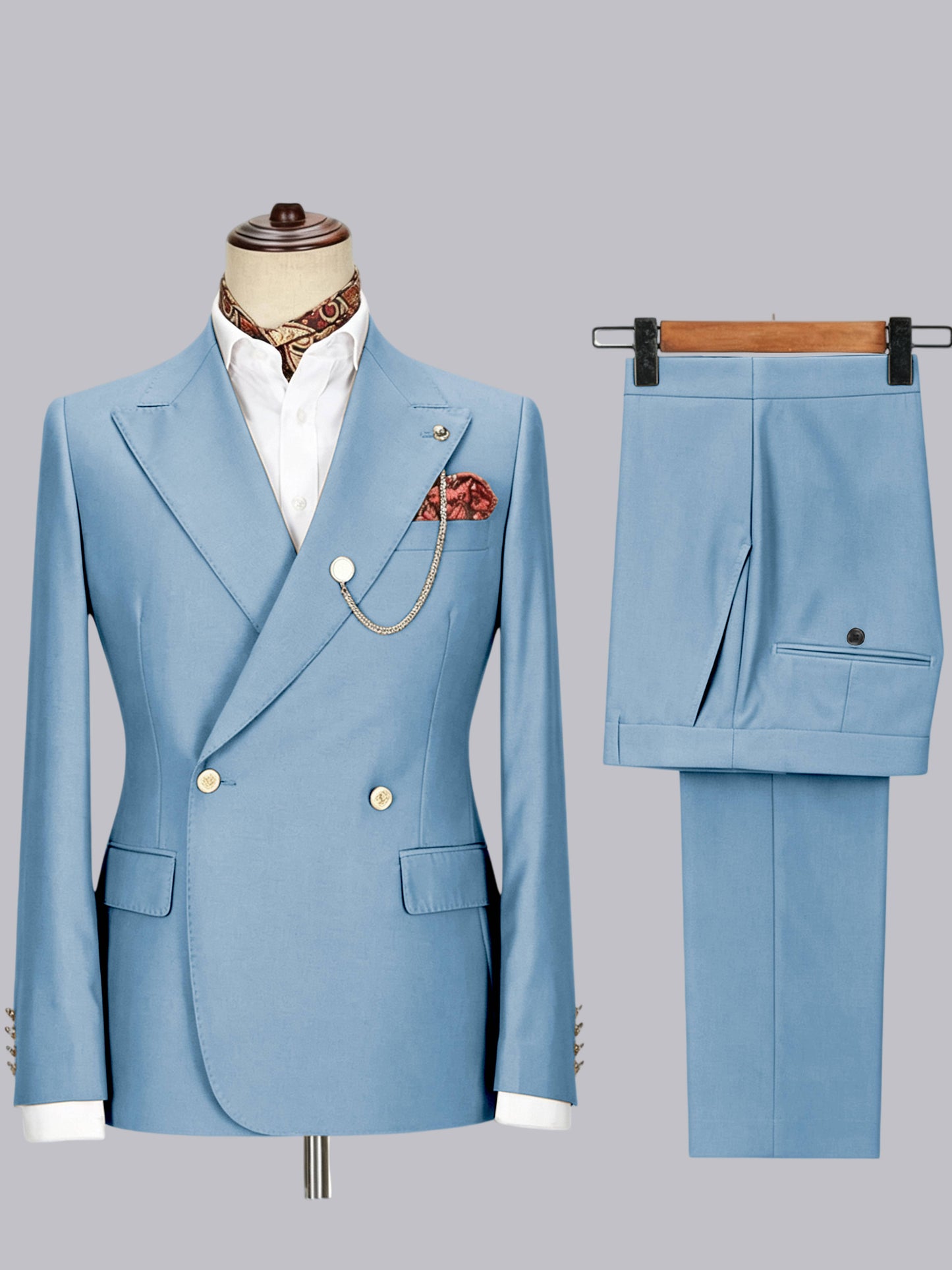 Men's Double-Breasted Peak Lapel 2-Piece Suit for Wedding & Prom