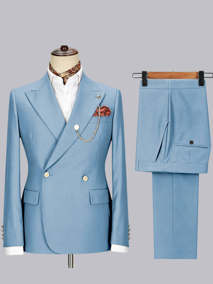 Men's Double-Breasted Peak Lapel 2-Piece Suit for Wedding & Prom