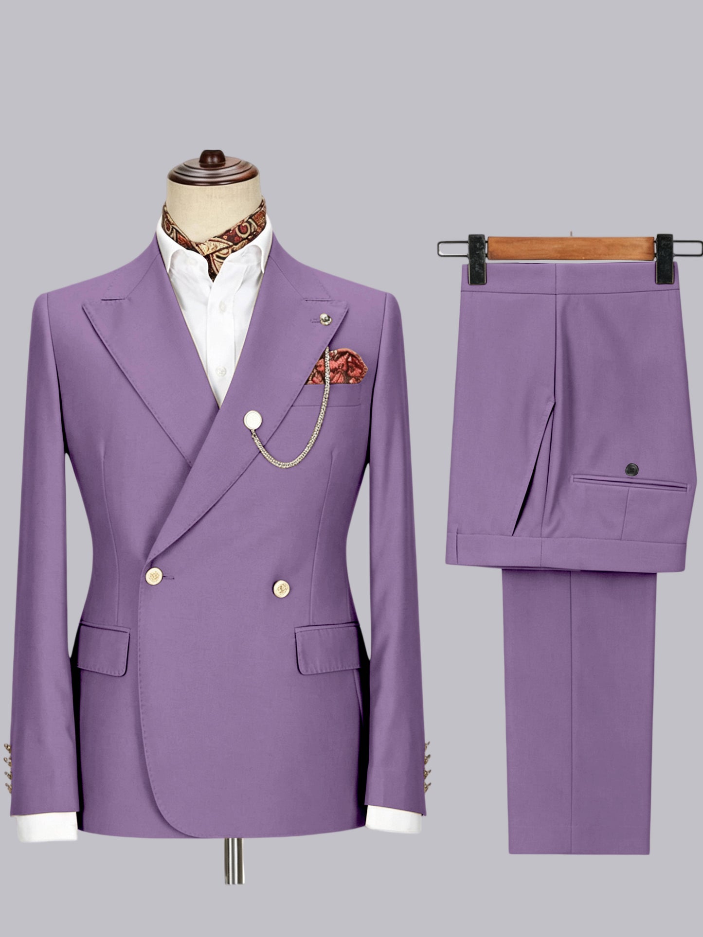 Men's Double-Breasted Peak Lapel 2-Piece Suit for Wedding & Prom
