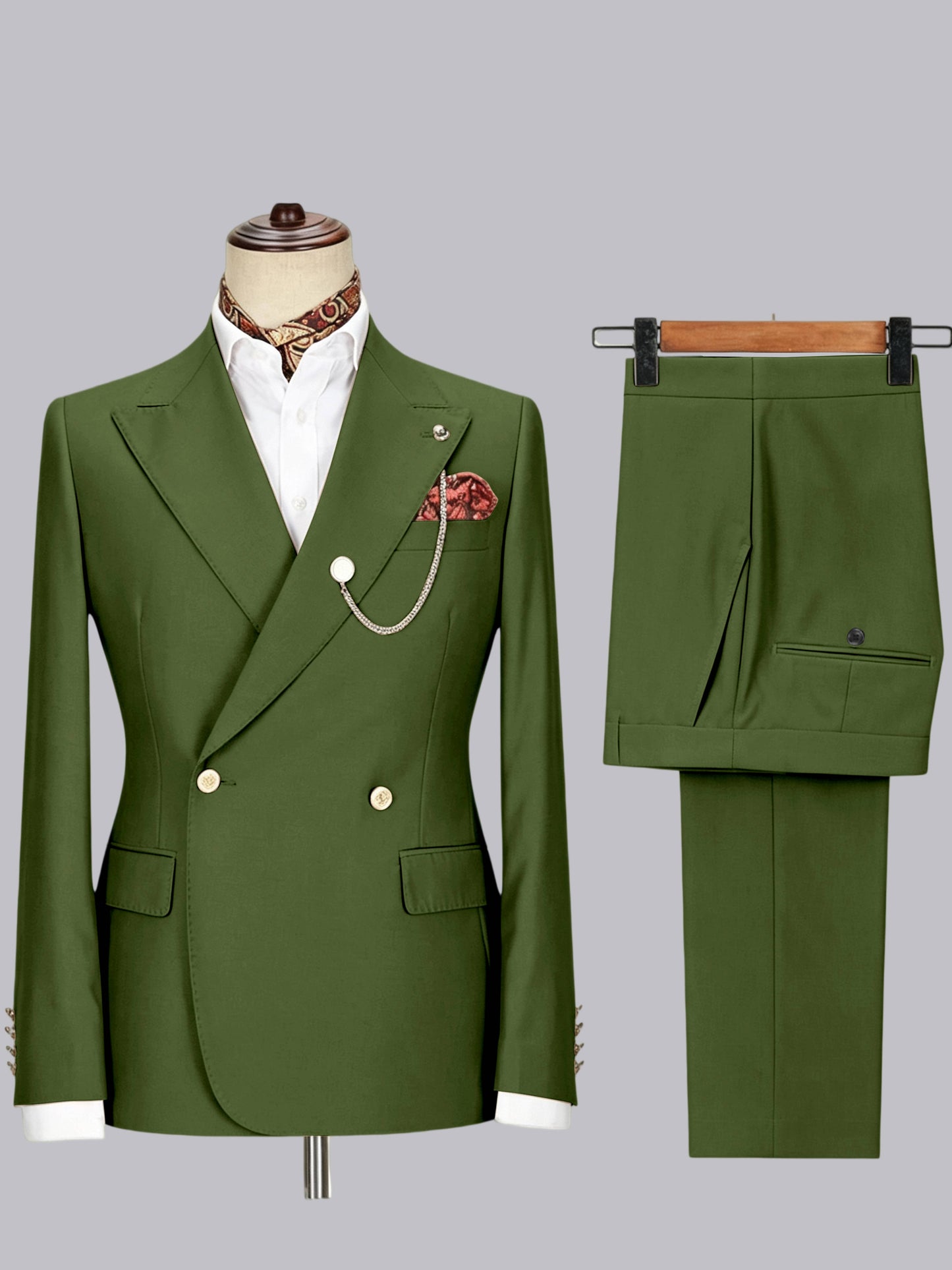 Men's Double-Breasted Peak Lapel 2-Piece Suit for Wedding & Prom