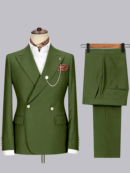 Men's Double-Breasted Peak Lapel 2-Piece Suit for Wedding & Prom