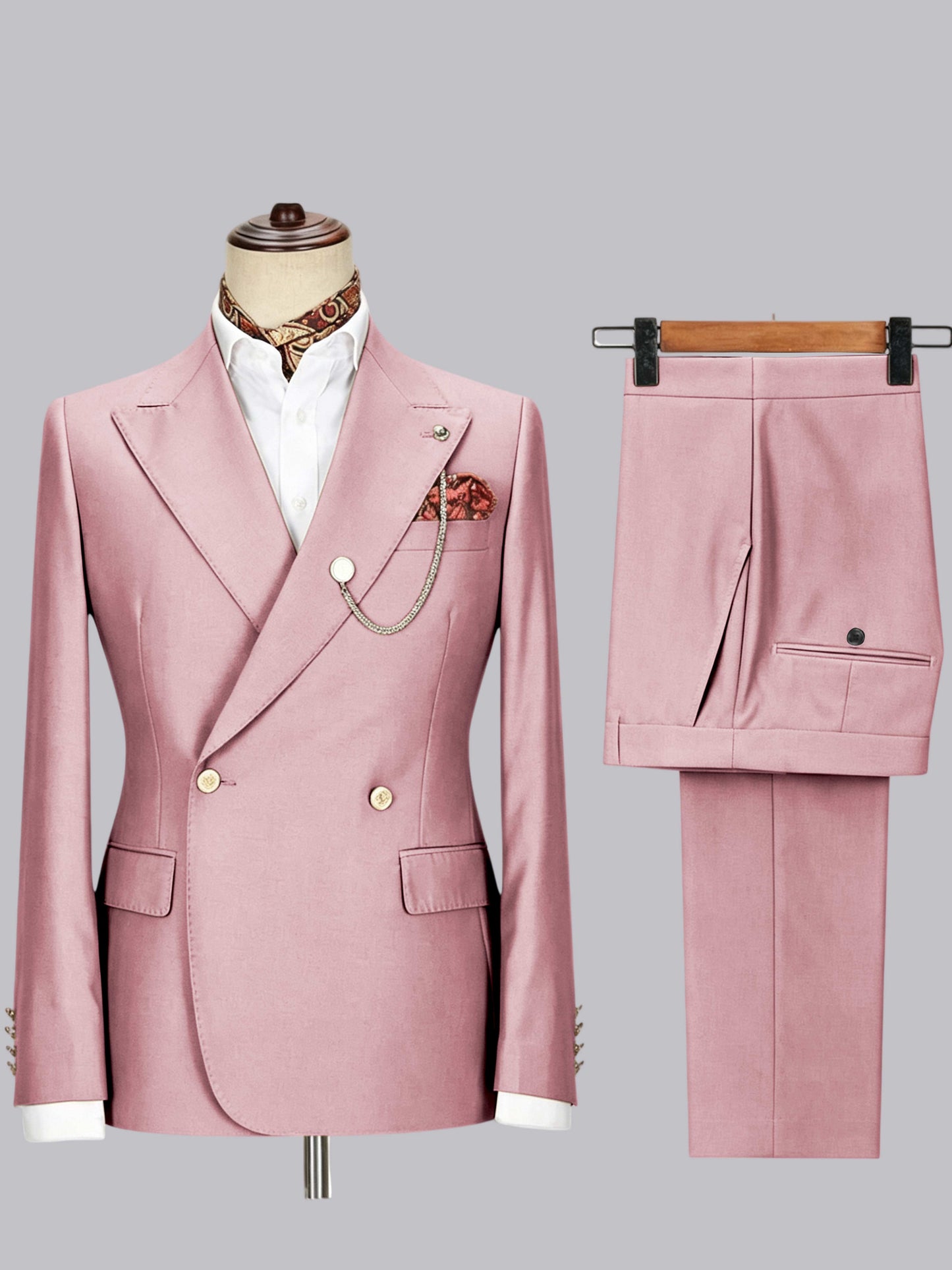 Men's Double-Breasted Peak Lapel 2-Piece Suit for Wedding & Prom