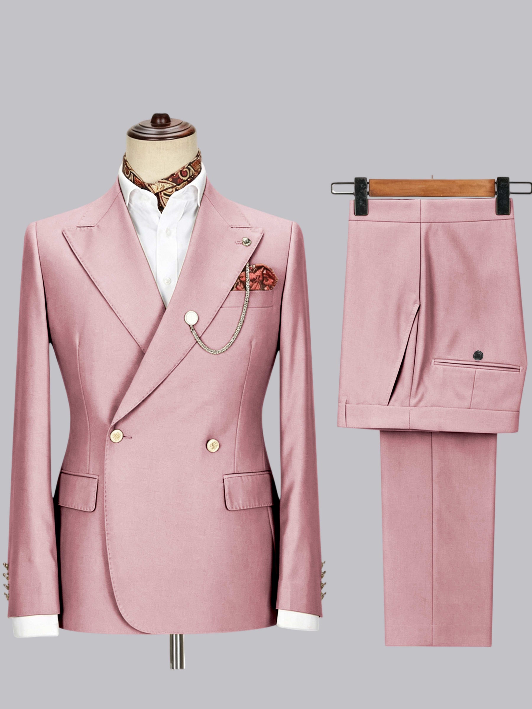 Men's Double-Breasted Peak Lapel 2-Piece Suit for Wedding & Prom